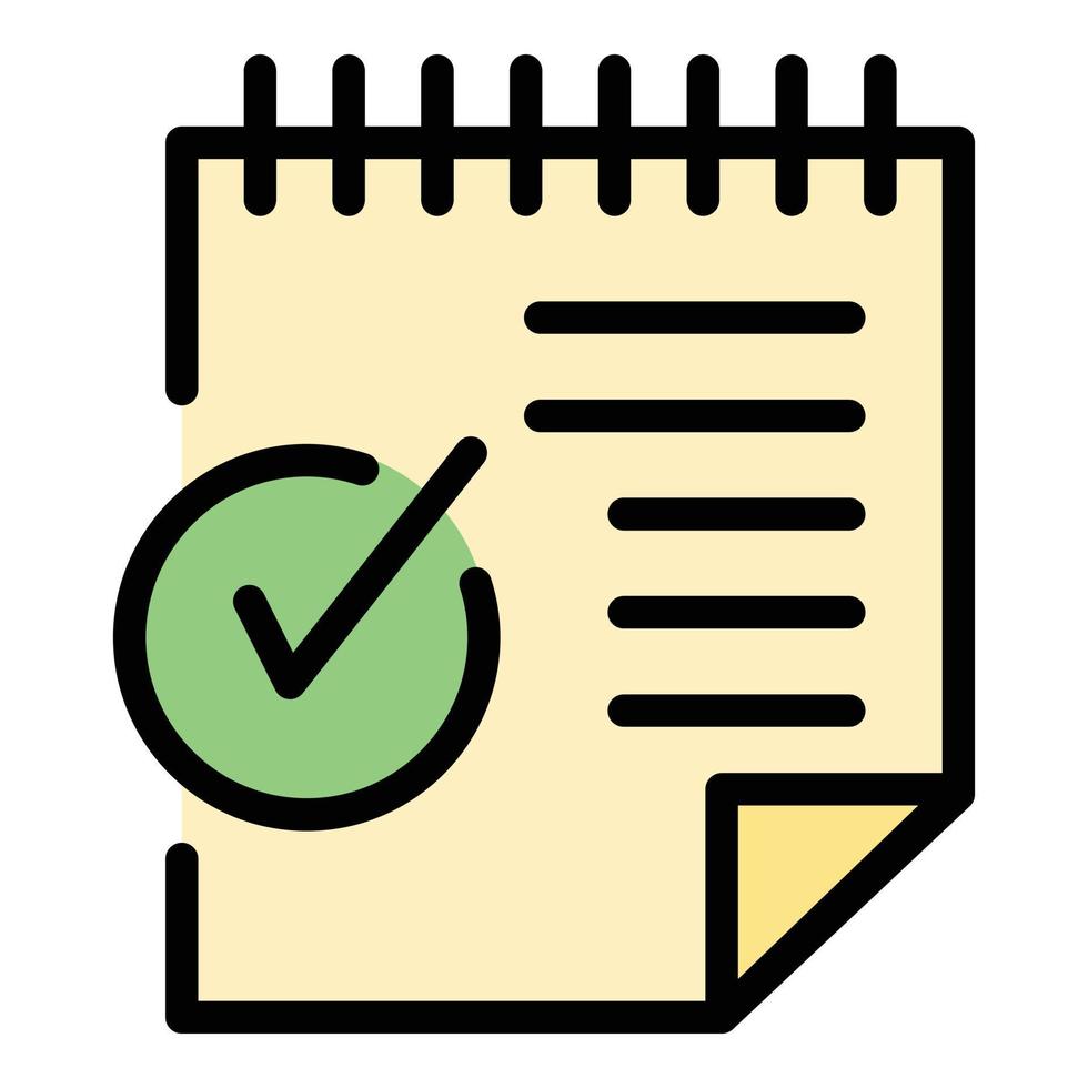 Sheet of paper and checkmark icon color outline vector