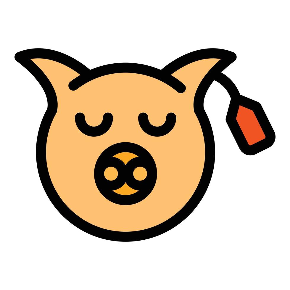 vector de contorno de color de icono de cabeza de cerdo de carne