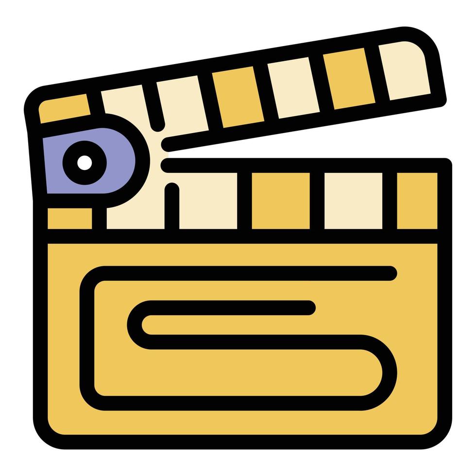 Video clapper icon color outline vector