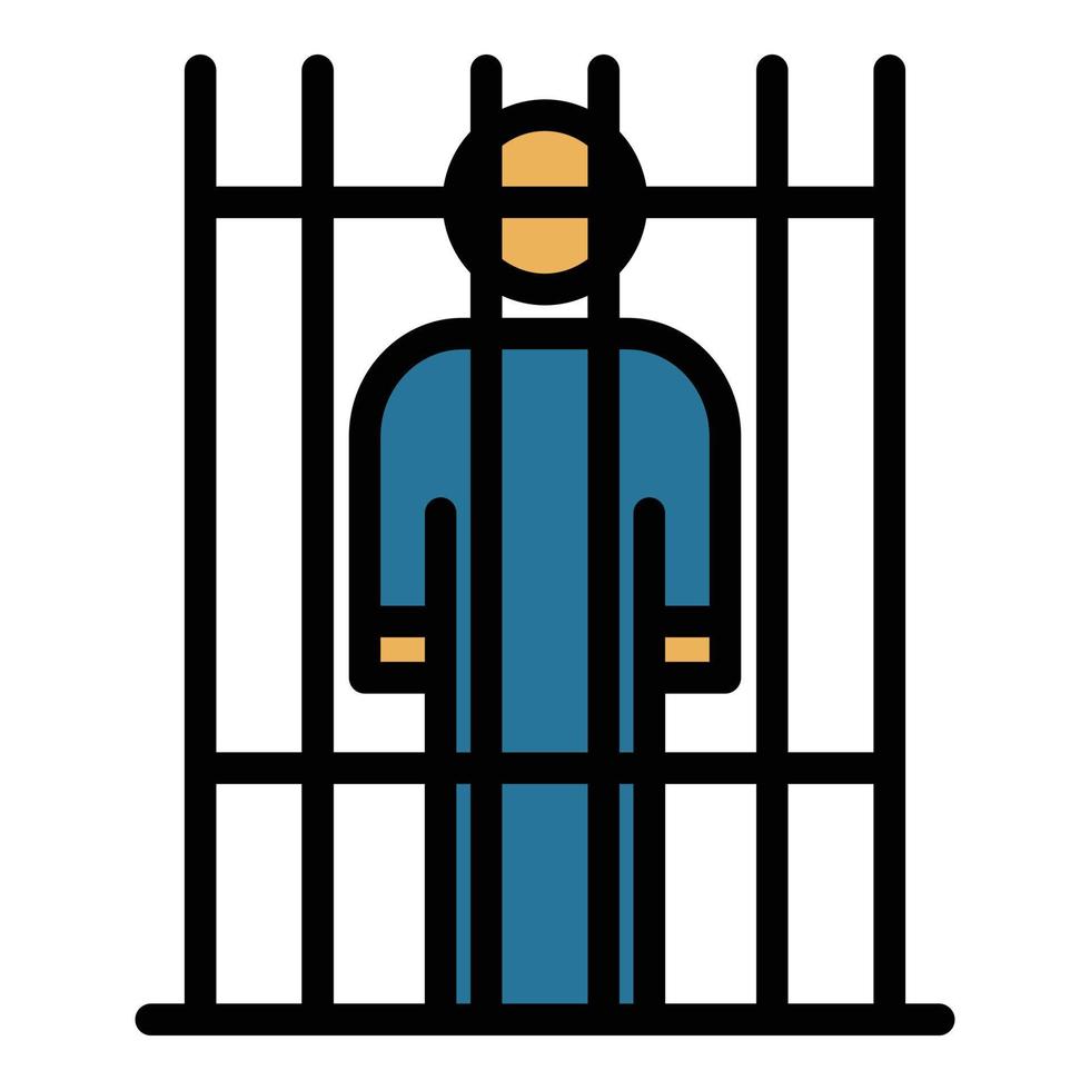 Prison in gate icon color outline vector