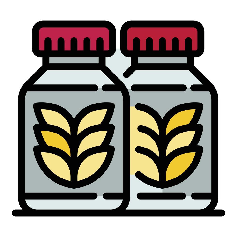 Bottle wheat milk icon color outline vector
