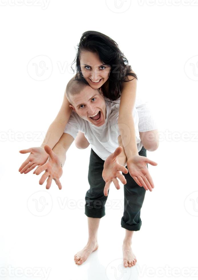 lovely couple on white photo