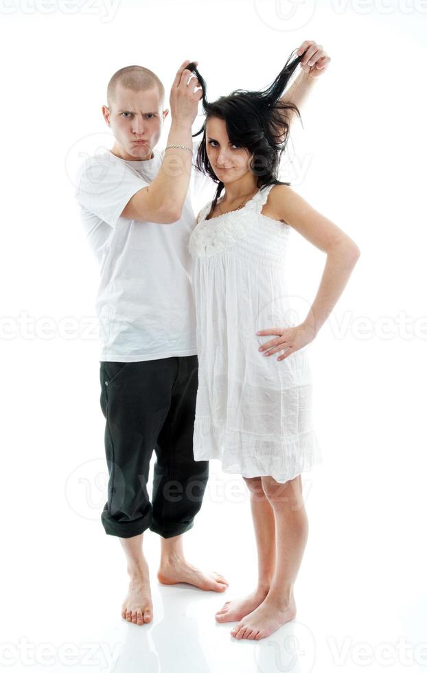 lovely couple on white photo