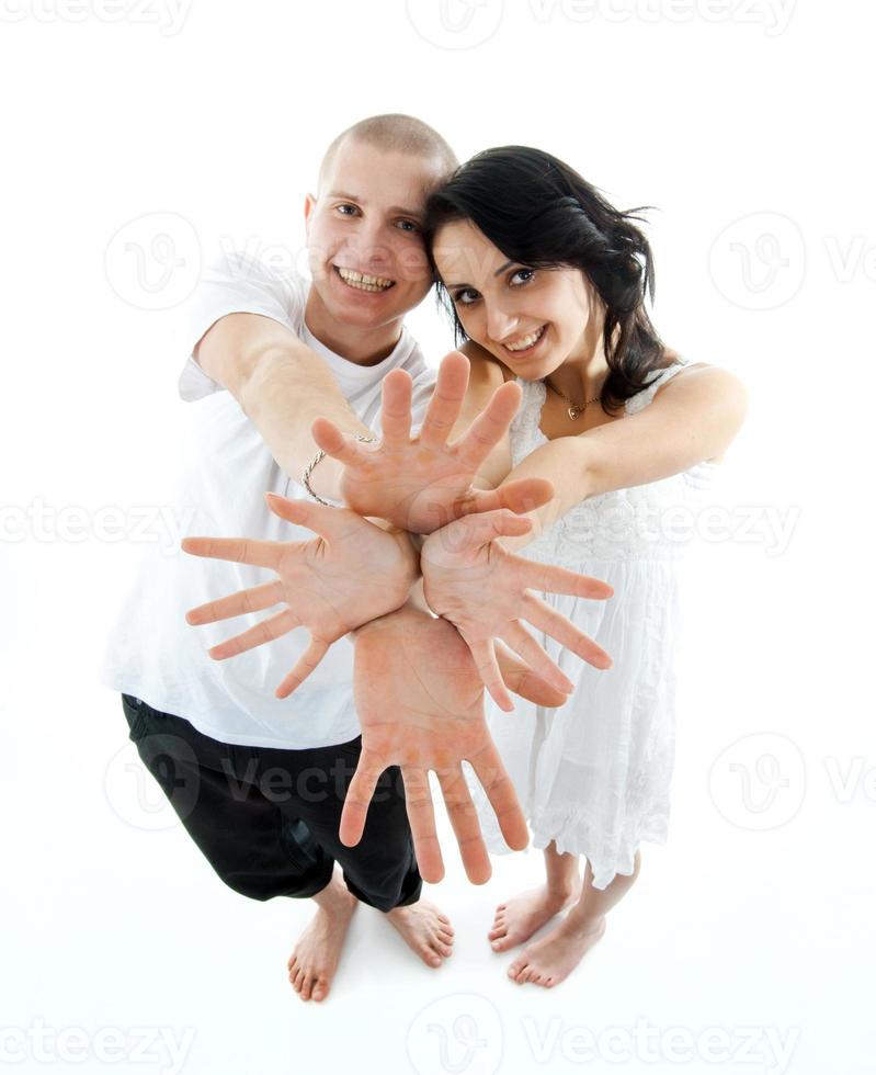 lovely couple on white photo