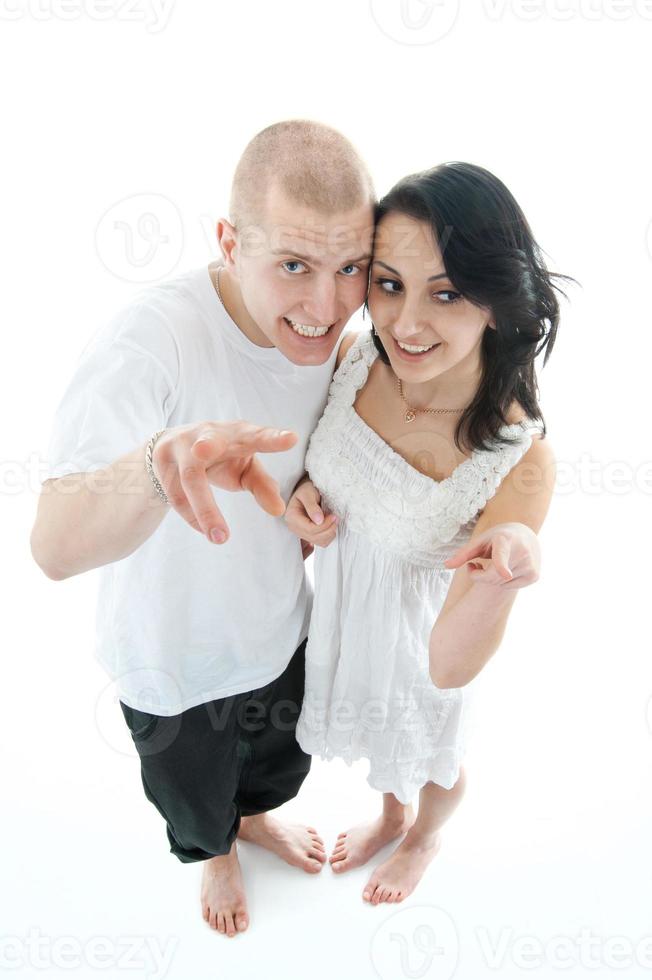 lovely couple on white photo