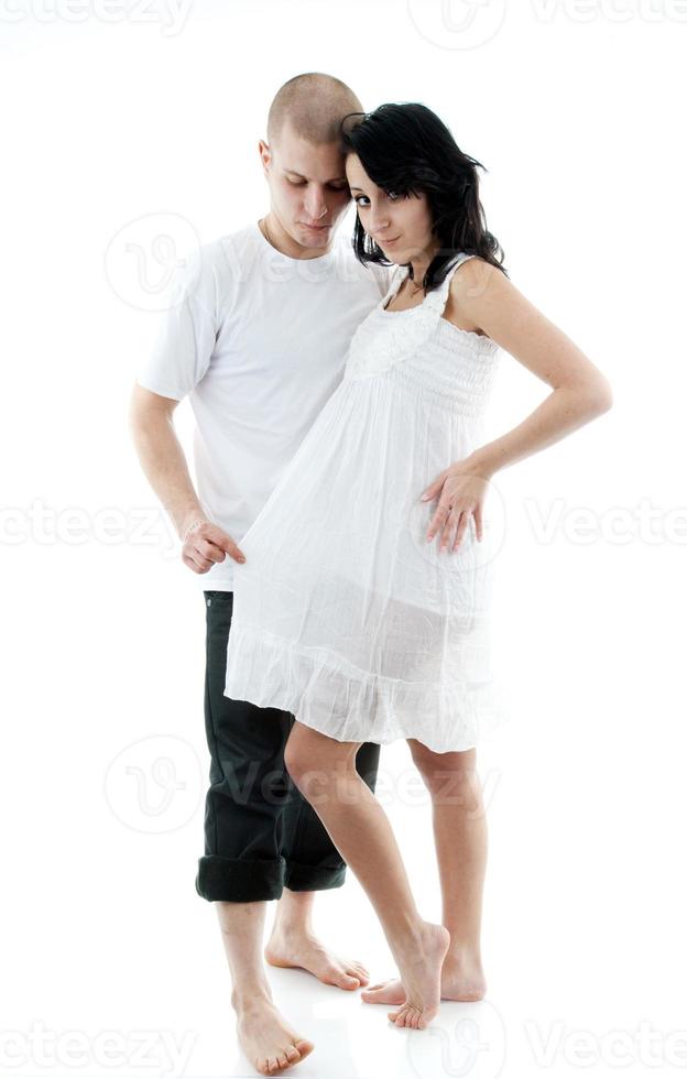 lovely couple on white photo