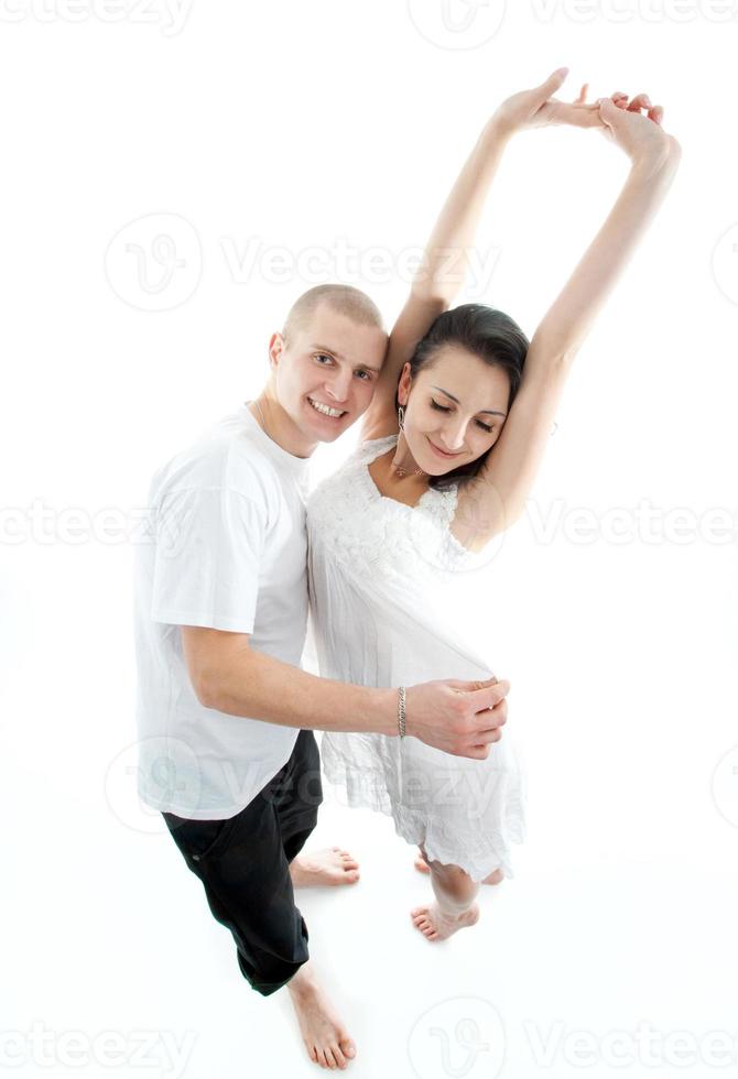 lovely couple on white photo