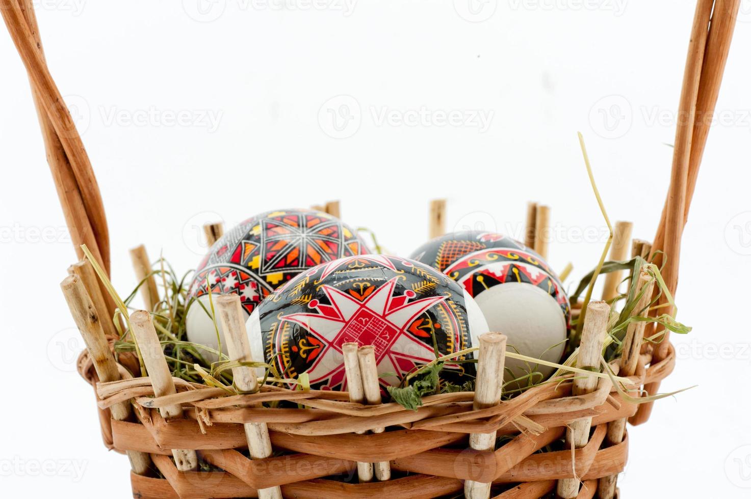Colorful painted easte eggs photo