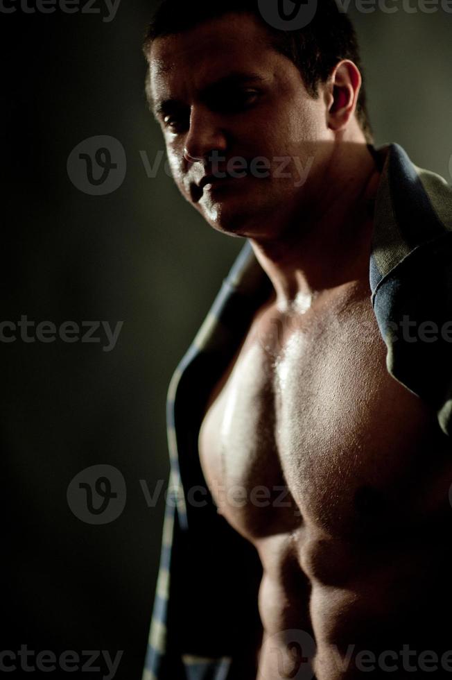 strong muscular athletic man photo