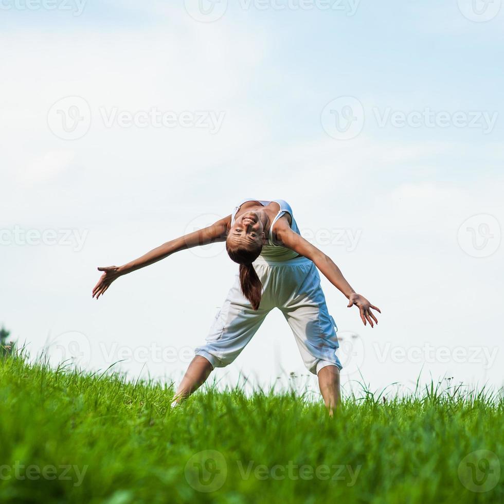 woman engaged in fitness photo