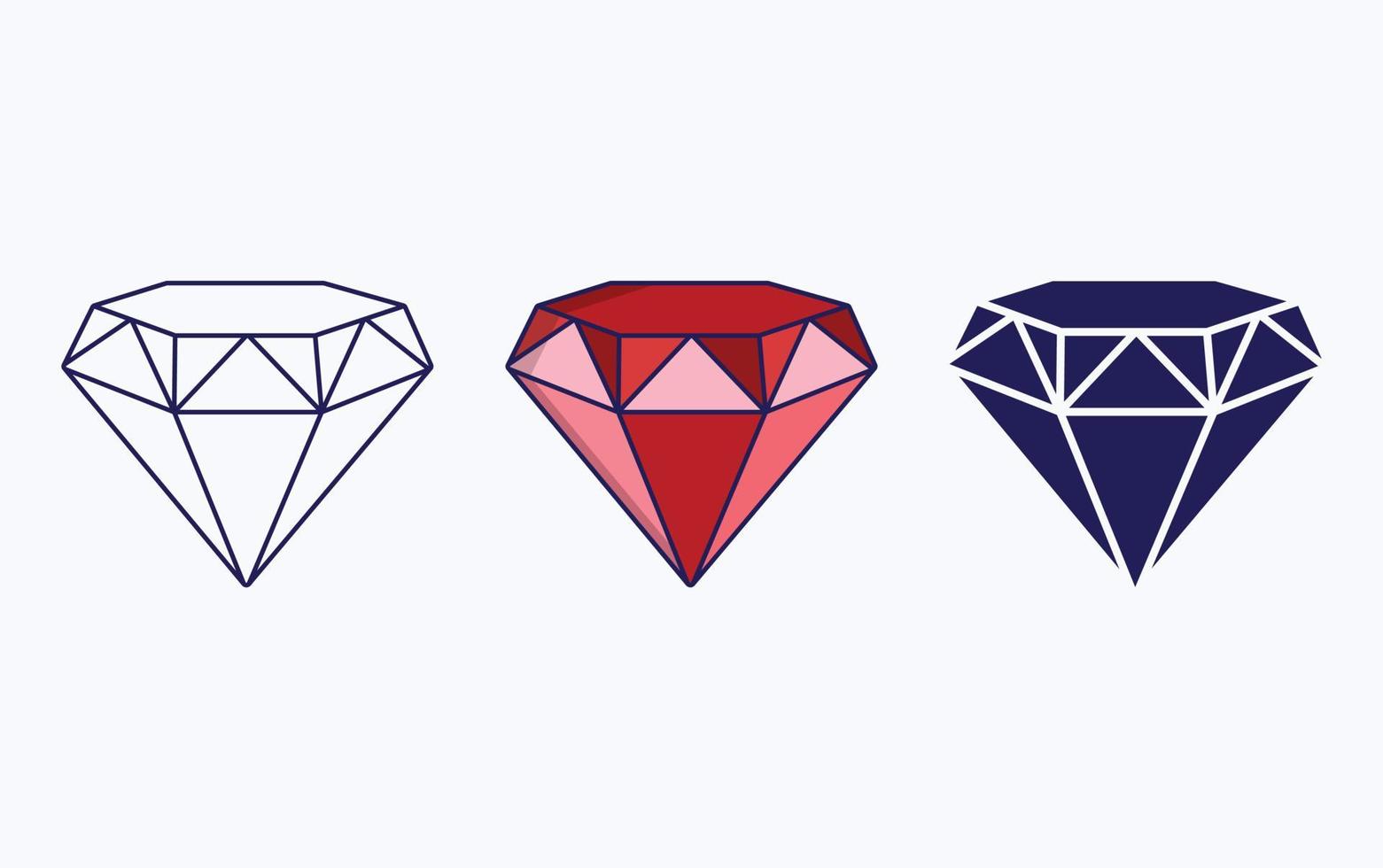 línea de diamante e icono de glifo, ilustración vectorial vector