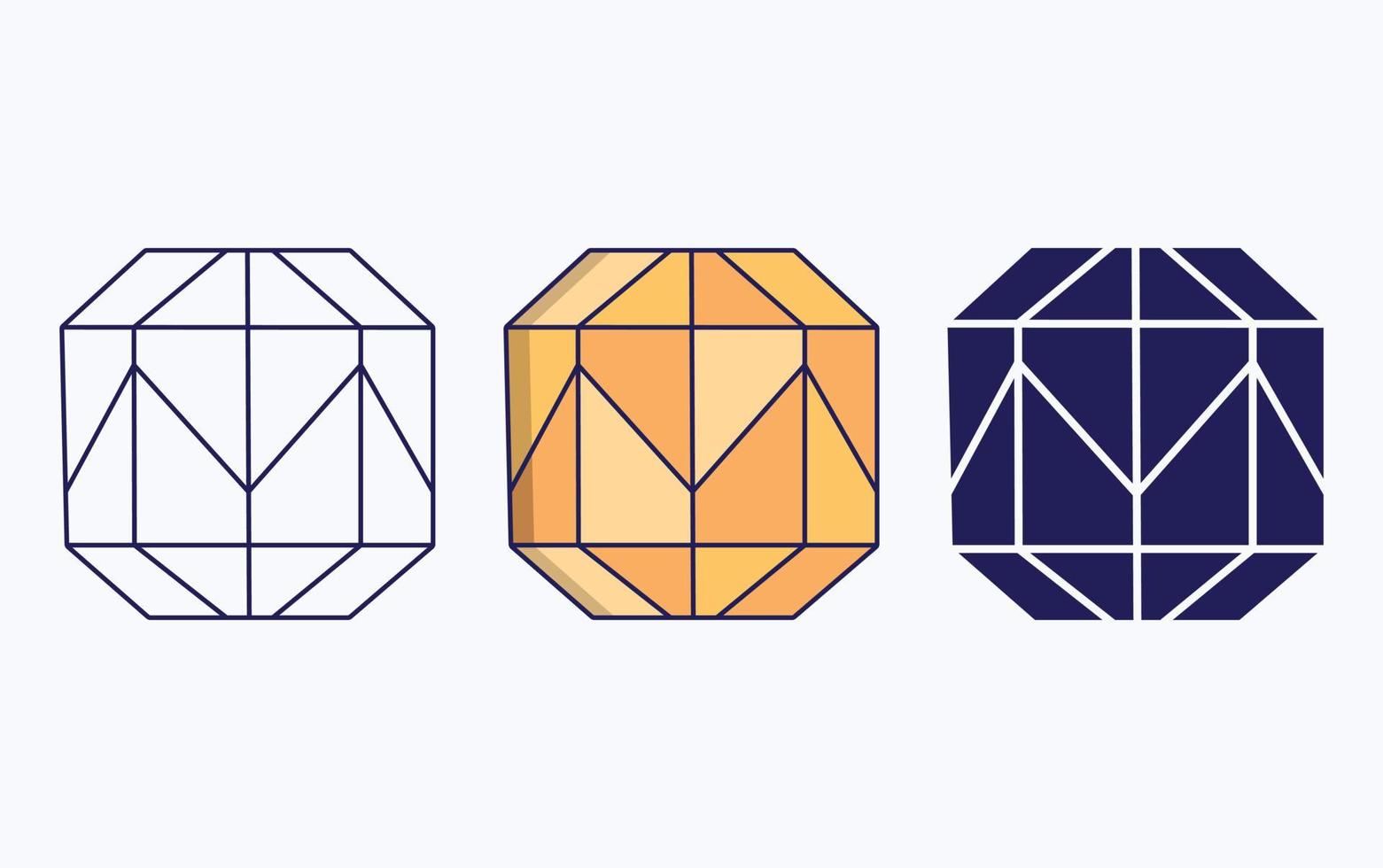 Diamond line and glyph icon, vector illustration