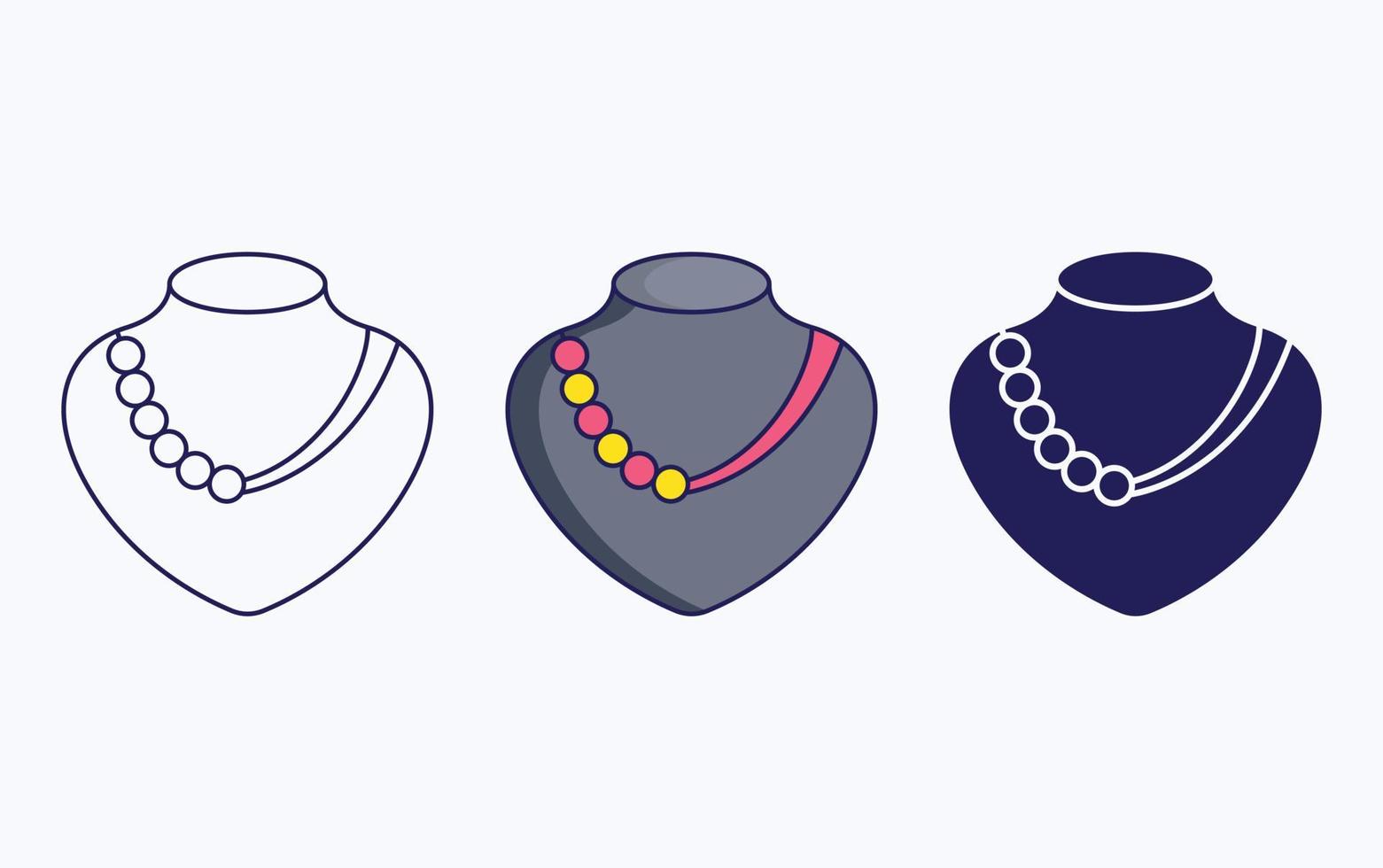 Necklace line and glyph icon, vector illustration