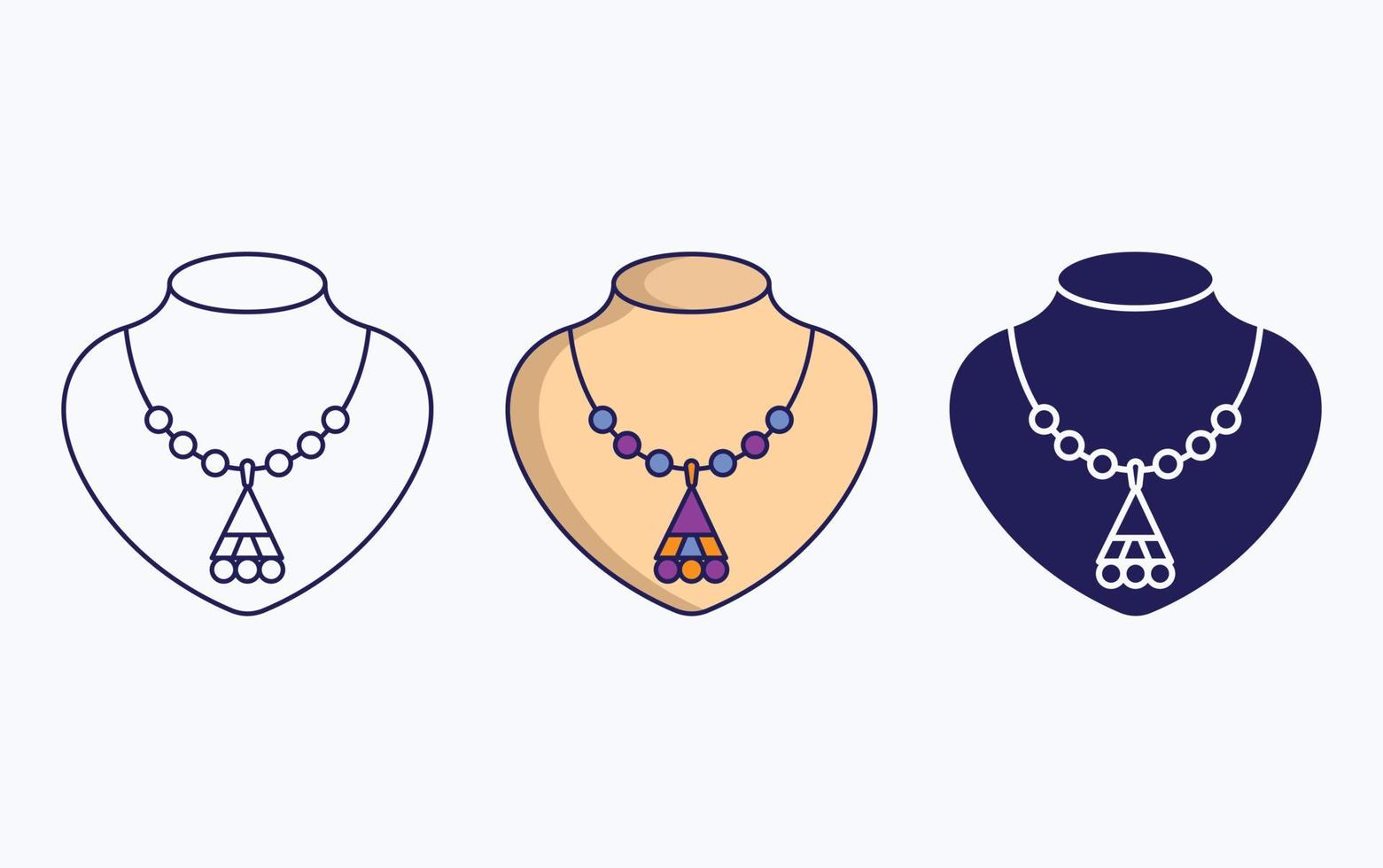 Necklace line and glyph icon, vector illustration