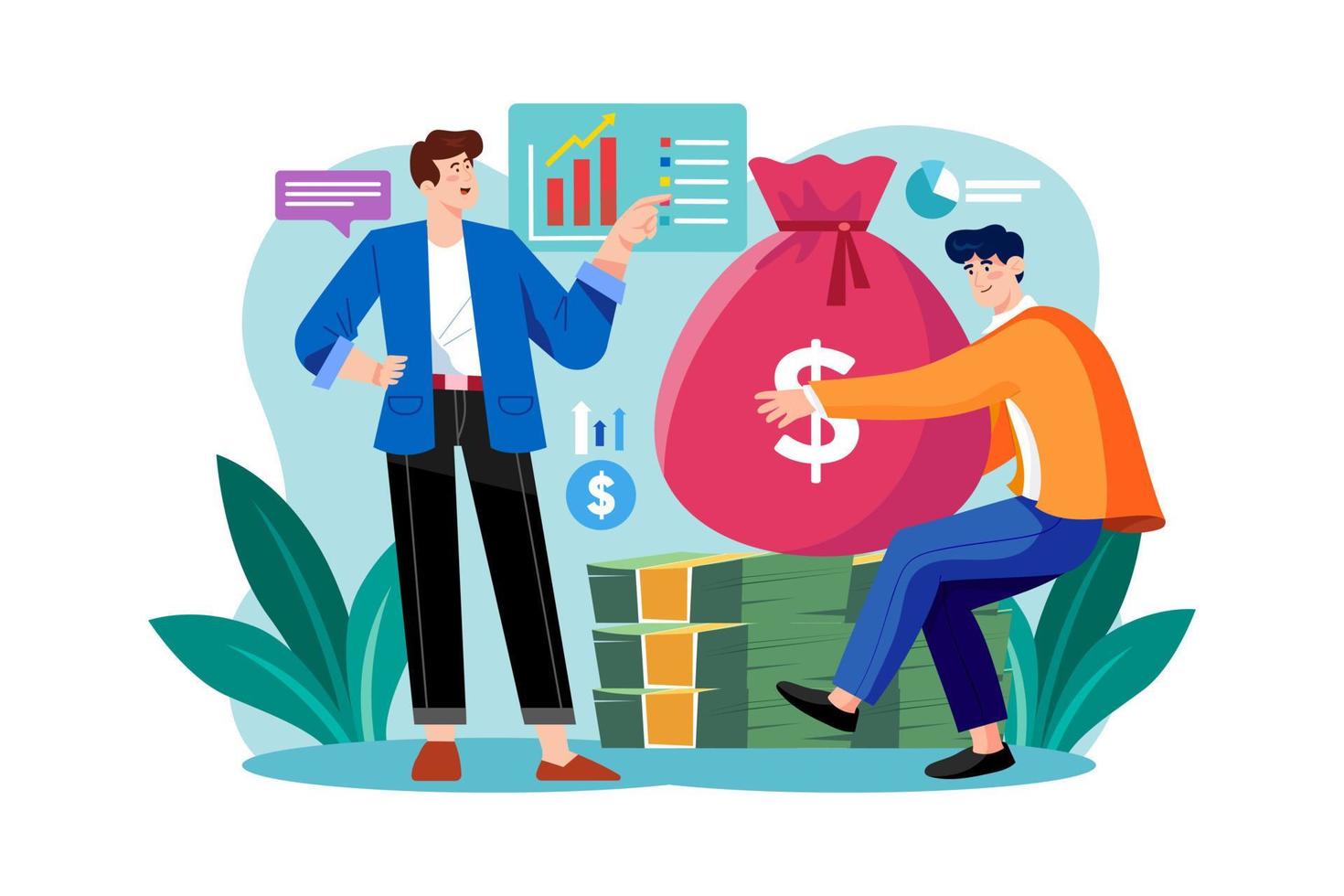 Financial Illustration concept. A flat illustration isolated on white background vector