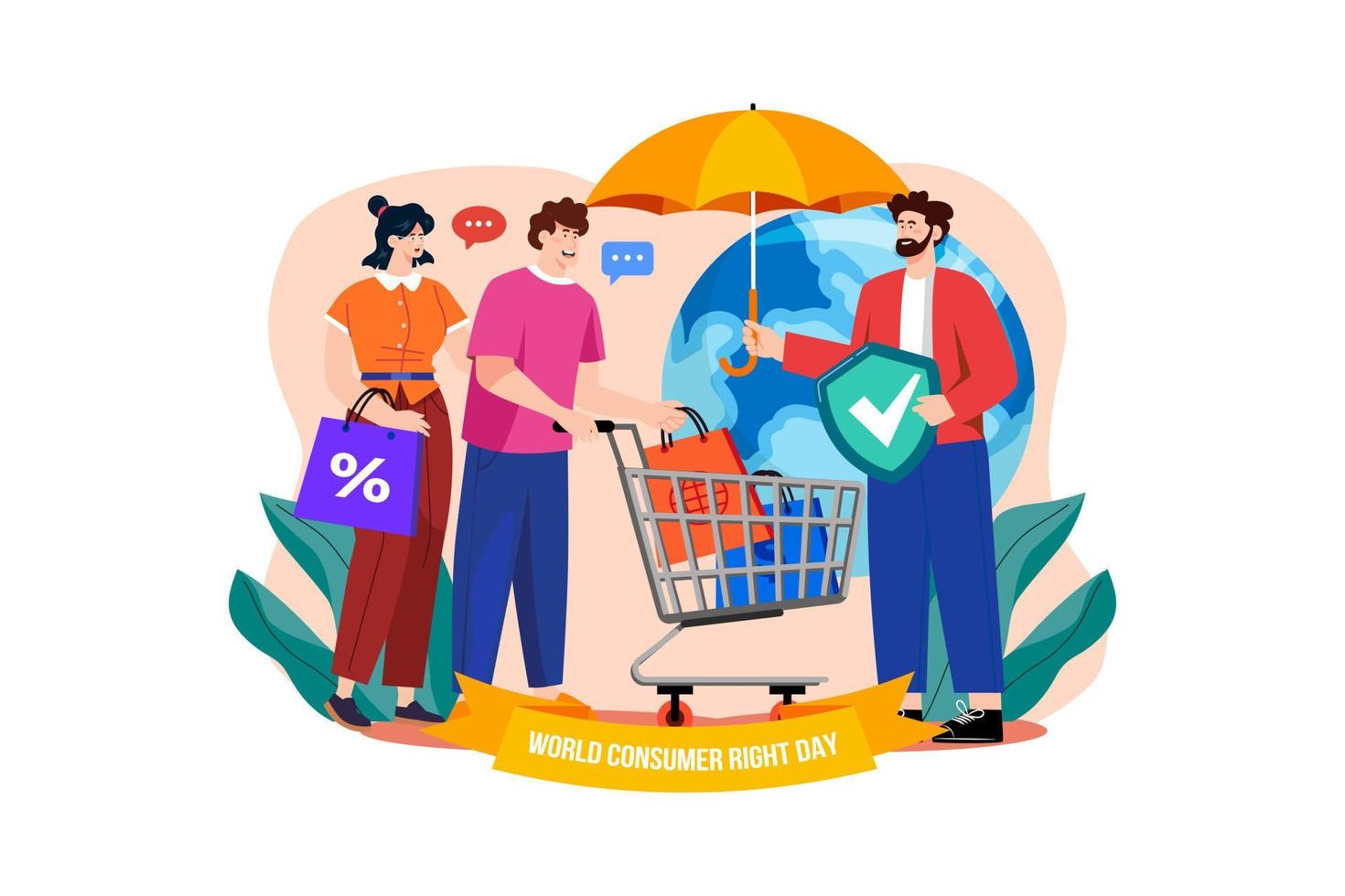 World Consumer Right Day Illustration concept. A flat illustration isolated on white background vector