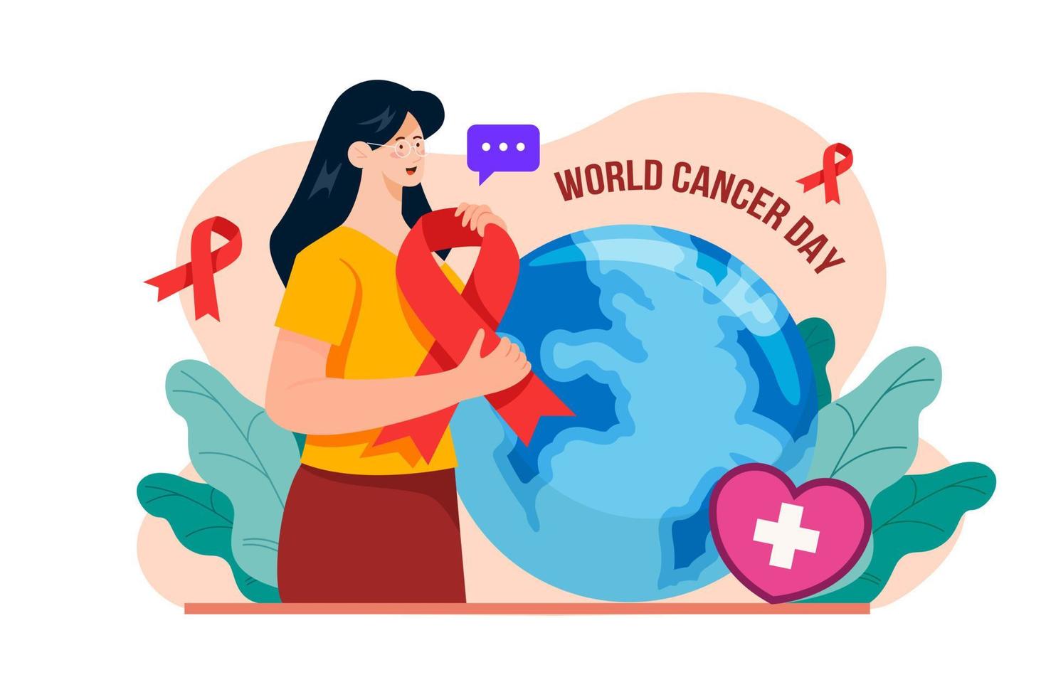 World Cancer Day Illustration concept. A flat illustration isolated on white background vector