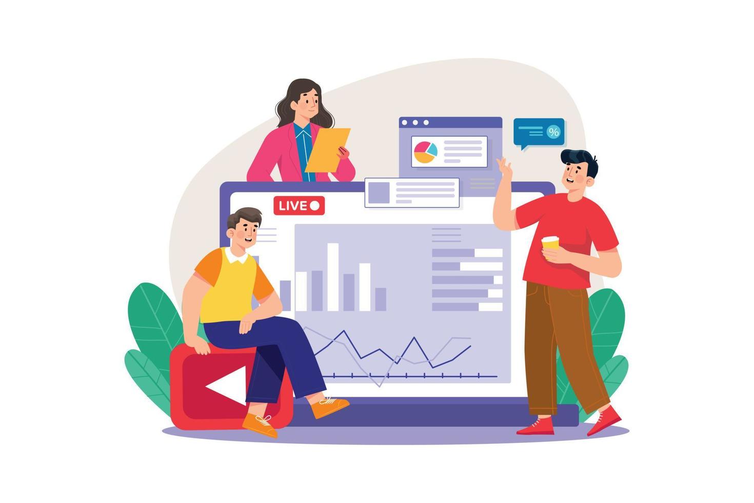 People watching online analytics Illustration concept. A flat illustration isolated on white background vector