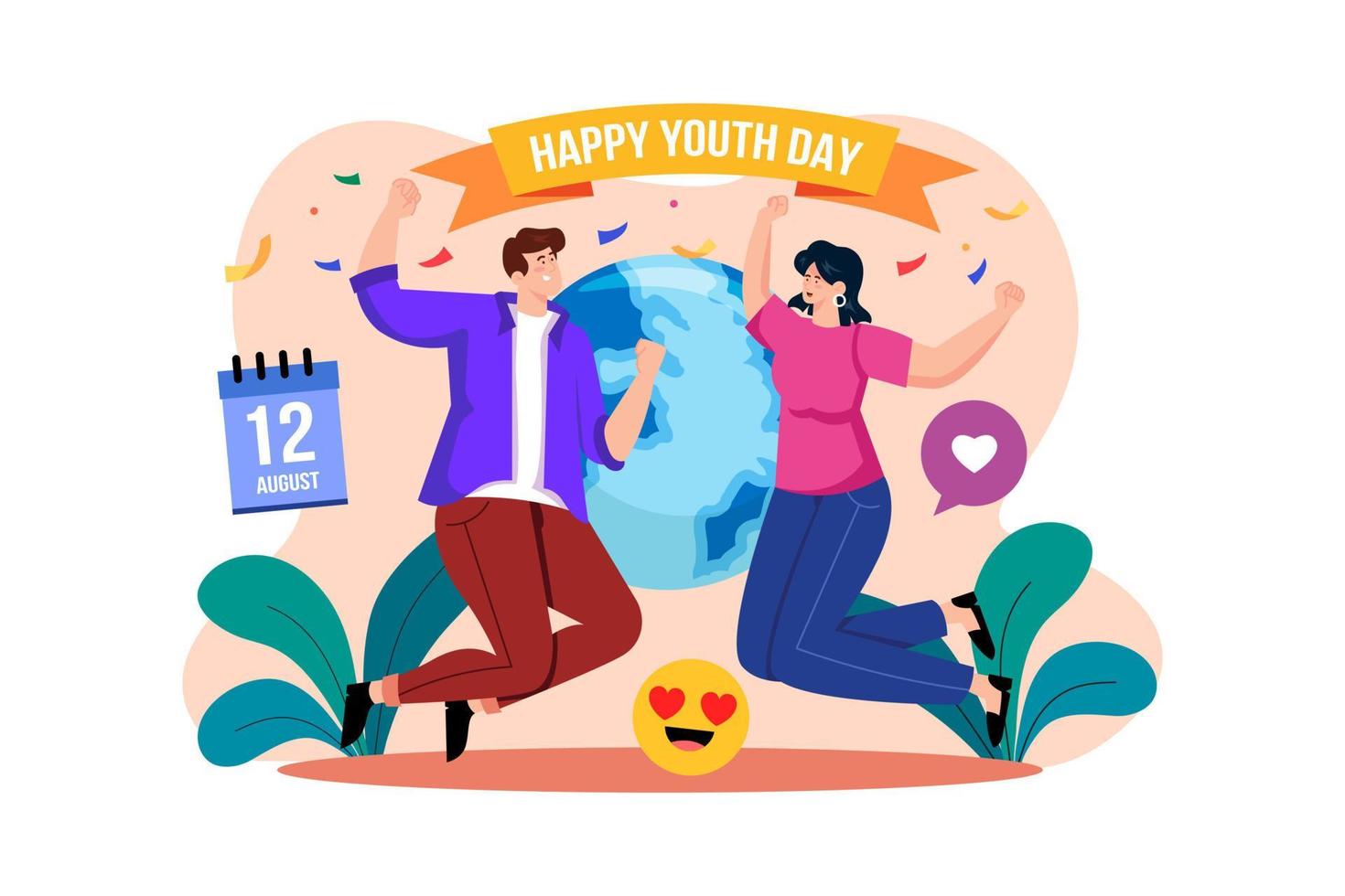 Happy Youth Day Illustration concept. A flat illustration isolated on white background vector