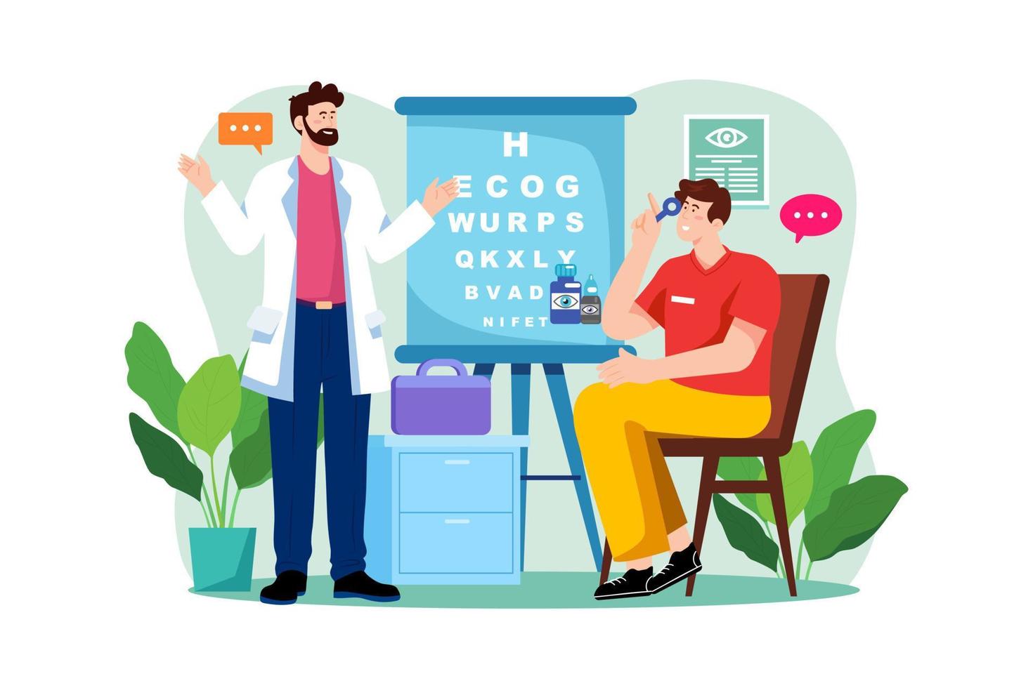 Eye Checkup Illustration concept. A flat illustration isolated on white background vector