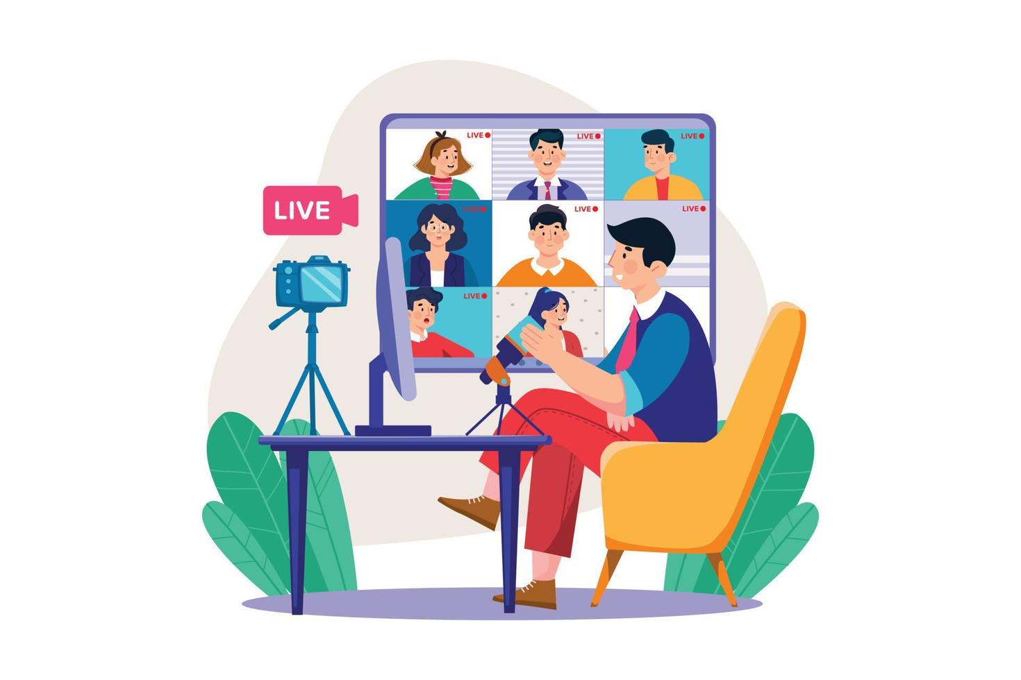 Join Live Video Streaming Illustration concept. A flat illustration isolated on white background vector