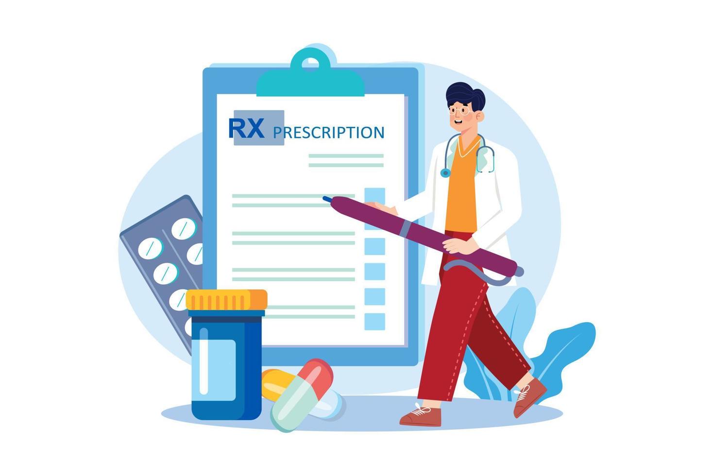 Doctor Writing Prescription Illustration concept. A flat illustration isolated on white background vector