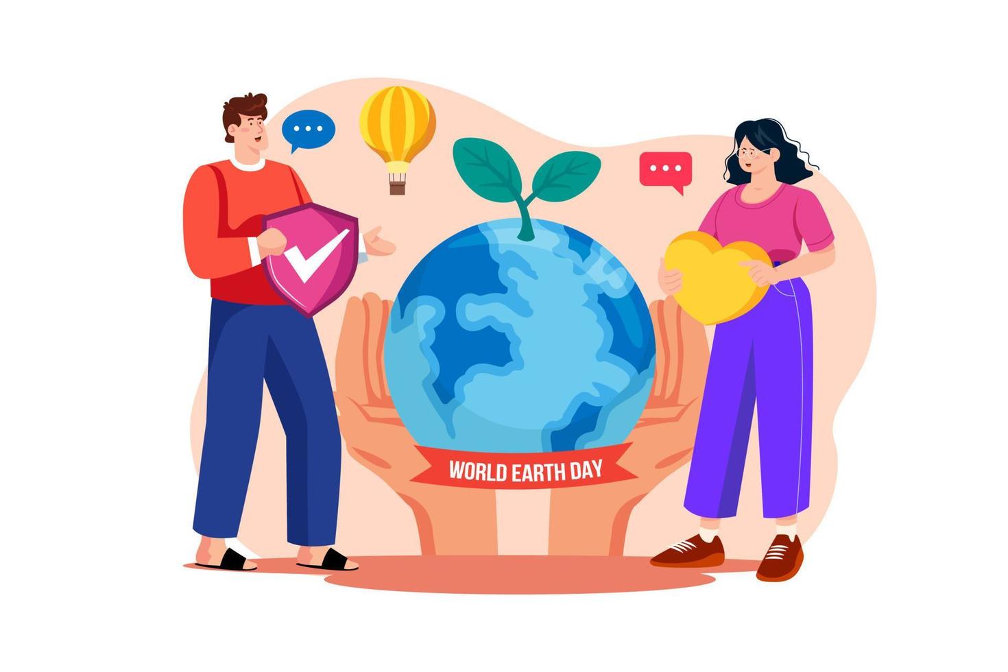 World Earth Day Illustration concept. A flat illustration isolated on white background vector