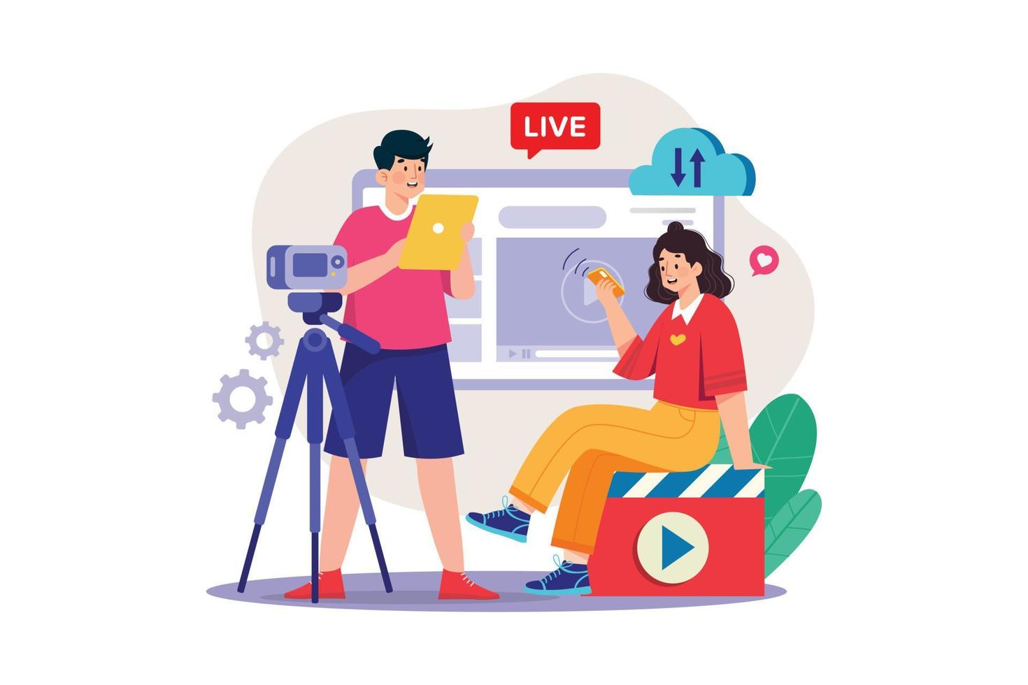 Live Streaming Video Feeds Illustration concept. A flat illustration isolated on white background vector
