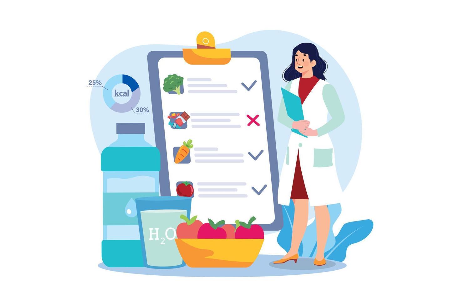 Female Nutritionist Doctor Gives Notes vector