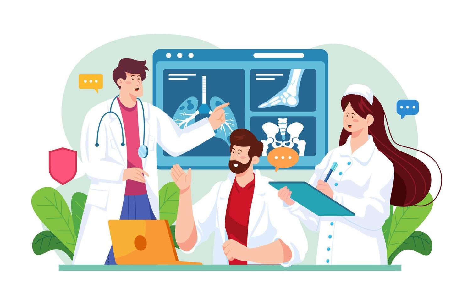 Medical Team Discussion Illustration concept. A flat illustration isolated on white background vector