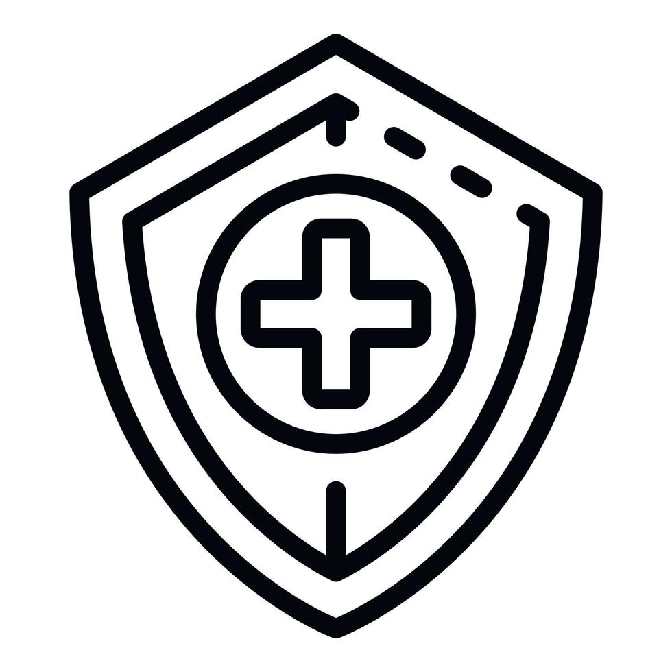 Medical shield icon, outline style vector