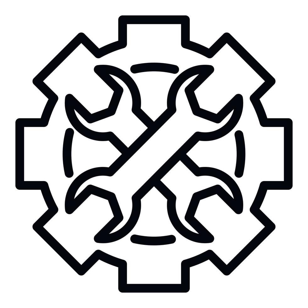 Gear and two wrenches icon, outline style vector