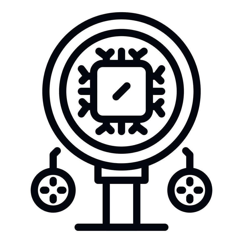 Ai magnify glass icon, outline style vector