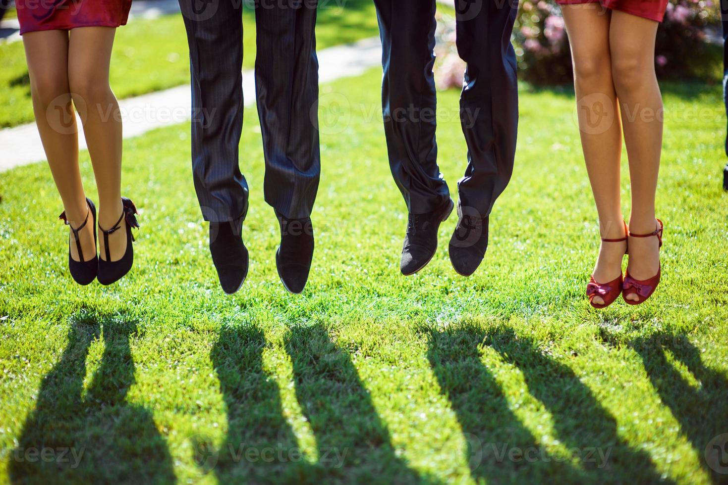 wedding witnesses jumping photo