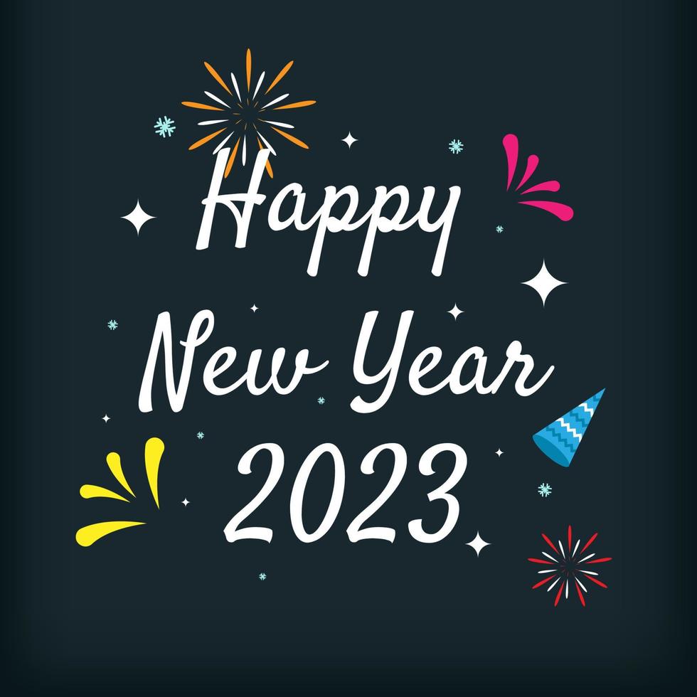 Happy New Year 2023 Lettering With firework and Balloon vector