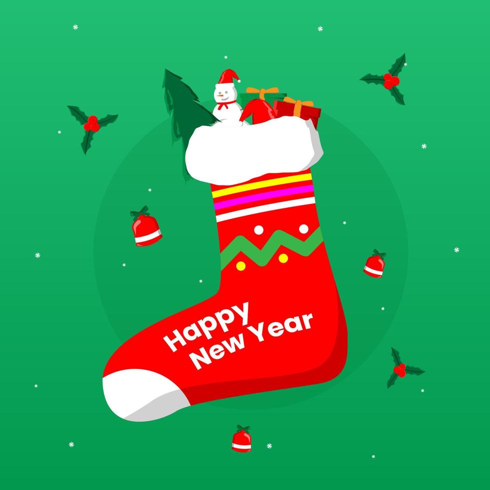 Happy New Year 2023 with christmas stocking background vector