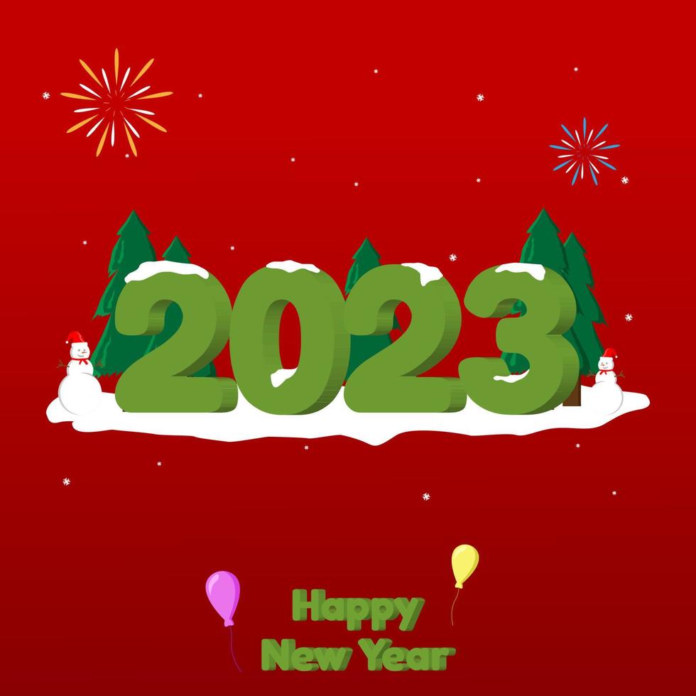 Happy New Year 2023 with winter Snow vector