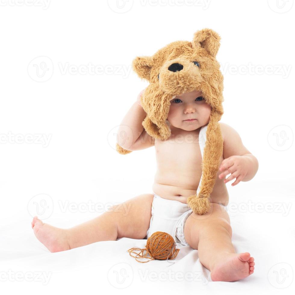 baby in bear cap photo
