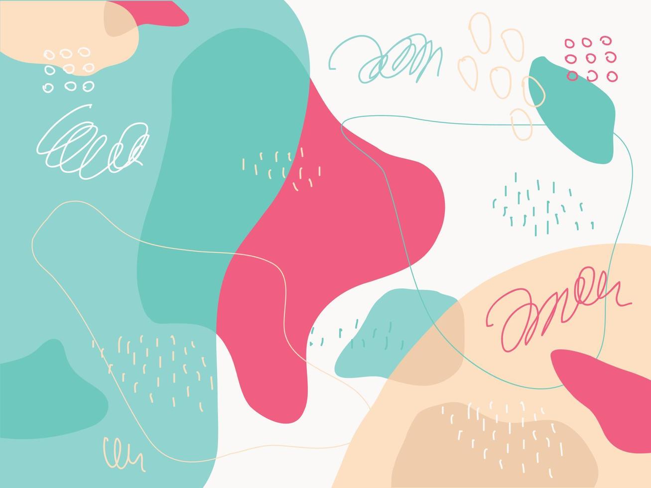 Creative Green doodle background with different shapes. Retro. Abstract Vector design for prints