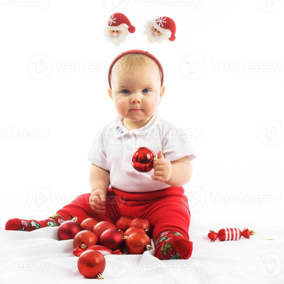 Baby in Santa hat photo