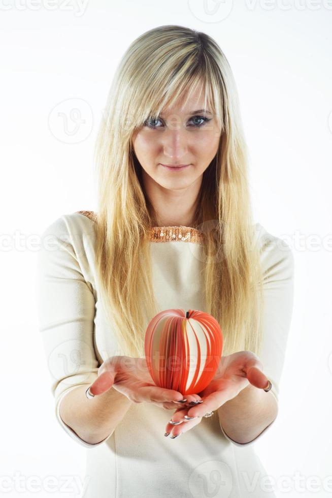 woman with apple photo