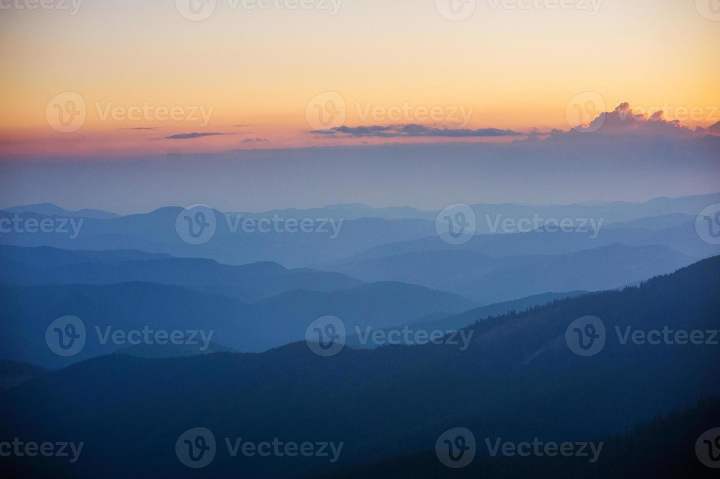 beautiful sunset in the mountains photo