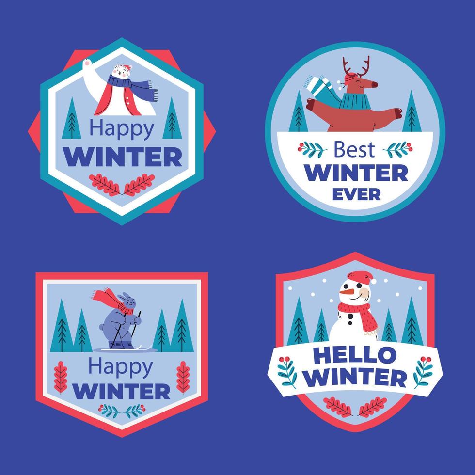 hand drawn winter logo element vector