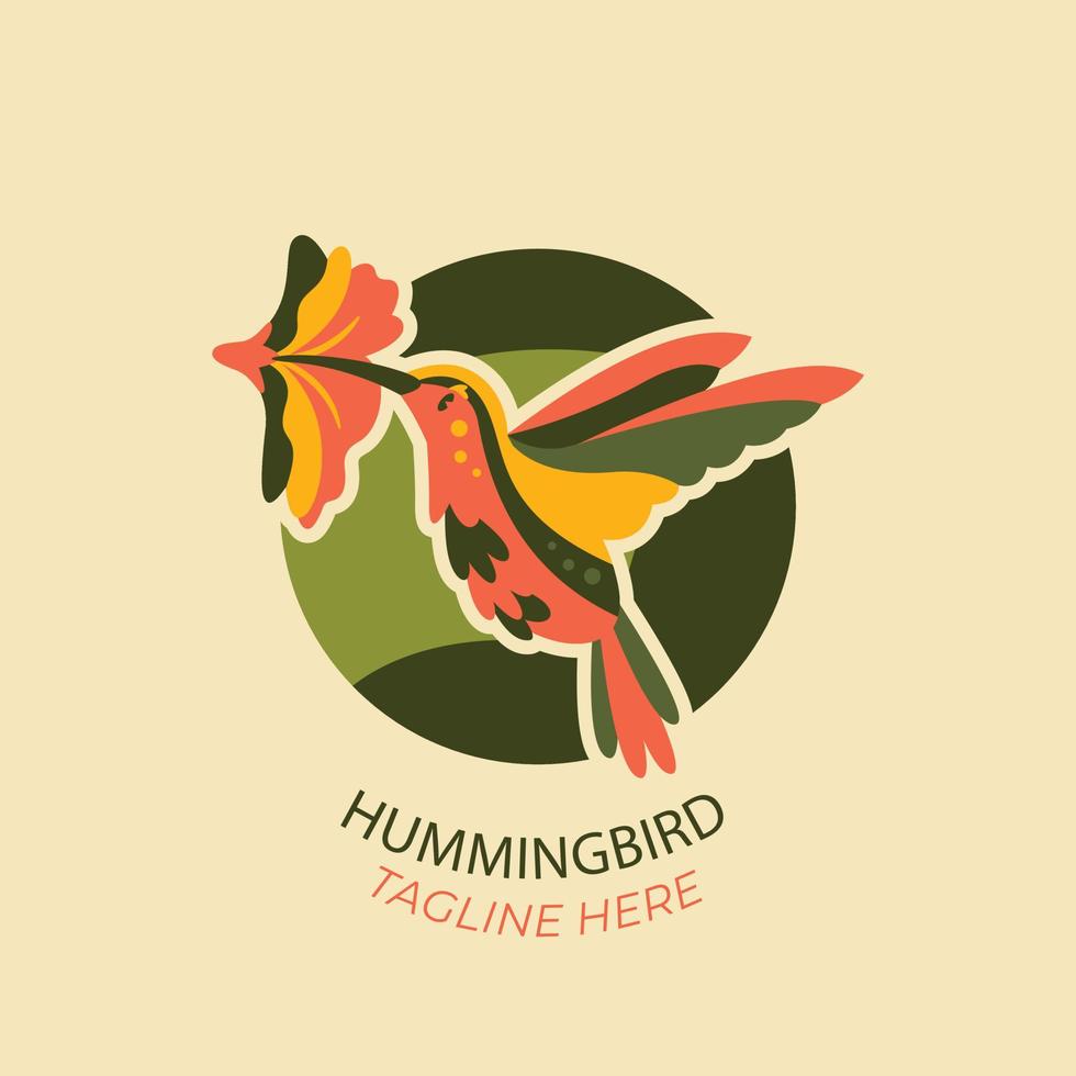 flat design hummingbird logo template vector