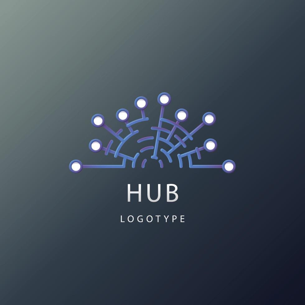 Gradient hub logo design template vector