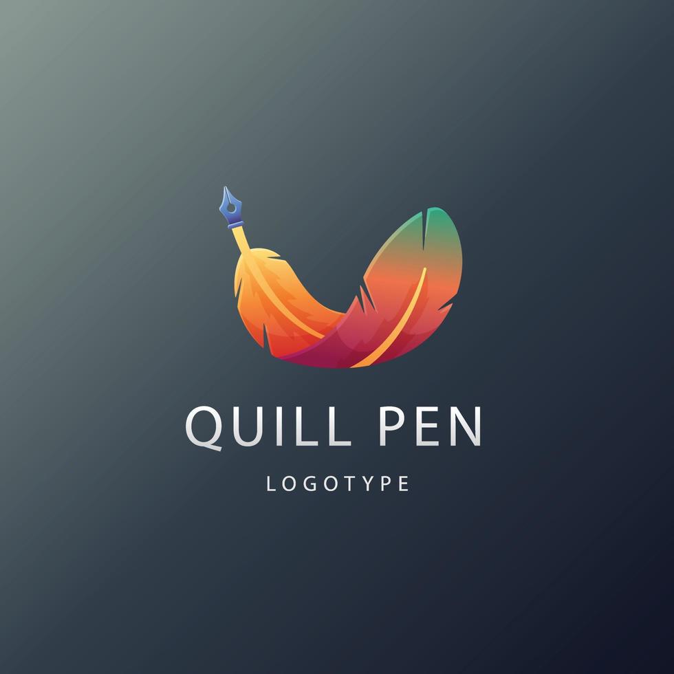 gradient quill pen design template vector