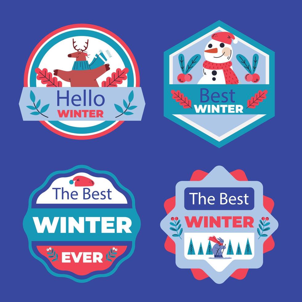 hand drawn winter logo element vector