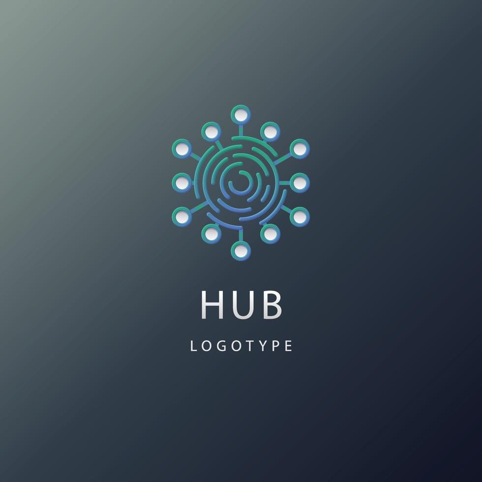 Gradient hub logo design template vector