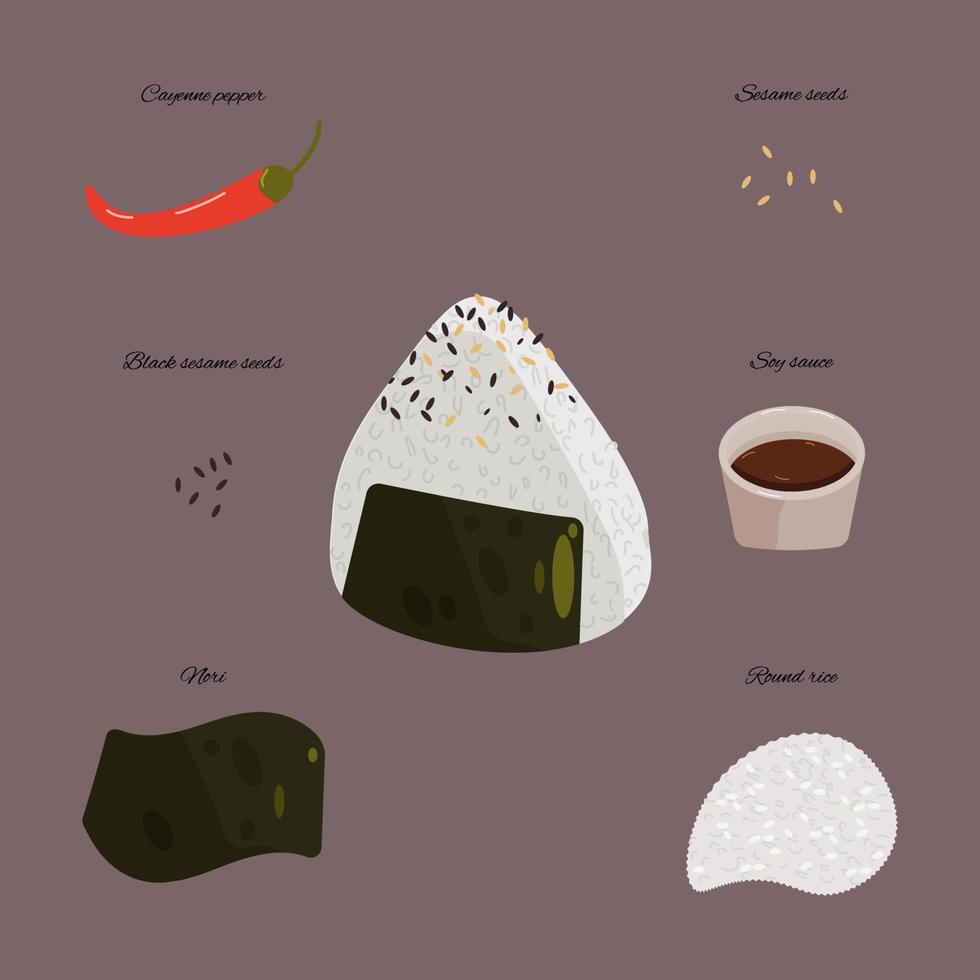 Onigiri with sesame seeds vector