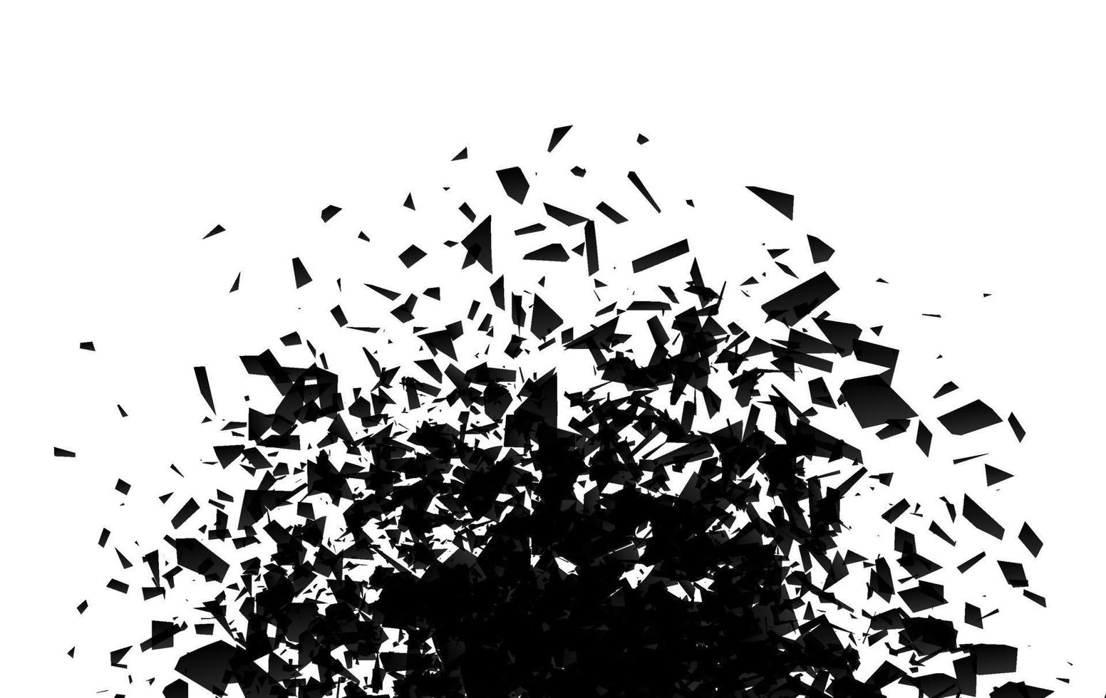 Shattered glass. Explosion cloud of black pieces vector